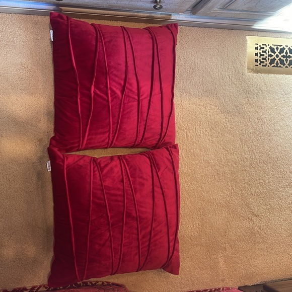 New Red Velvet Pillows, A Set of 2 - Picture 4 of 4